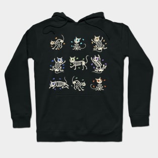 Colorful Cat Skeleton Day of the Dead Candy Skeleton Hoodie